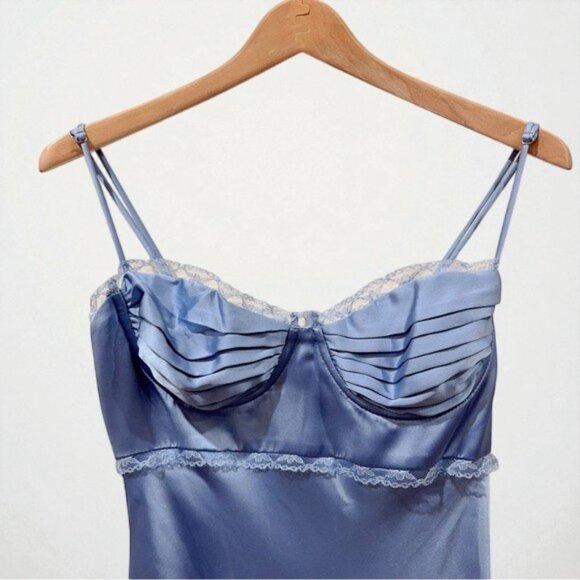 NWT ASTR Florianne Satin Maxi Dress Blue - Picture 7 of 10